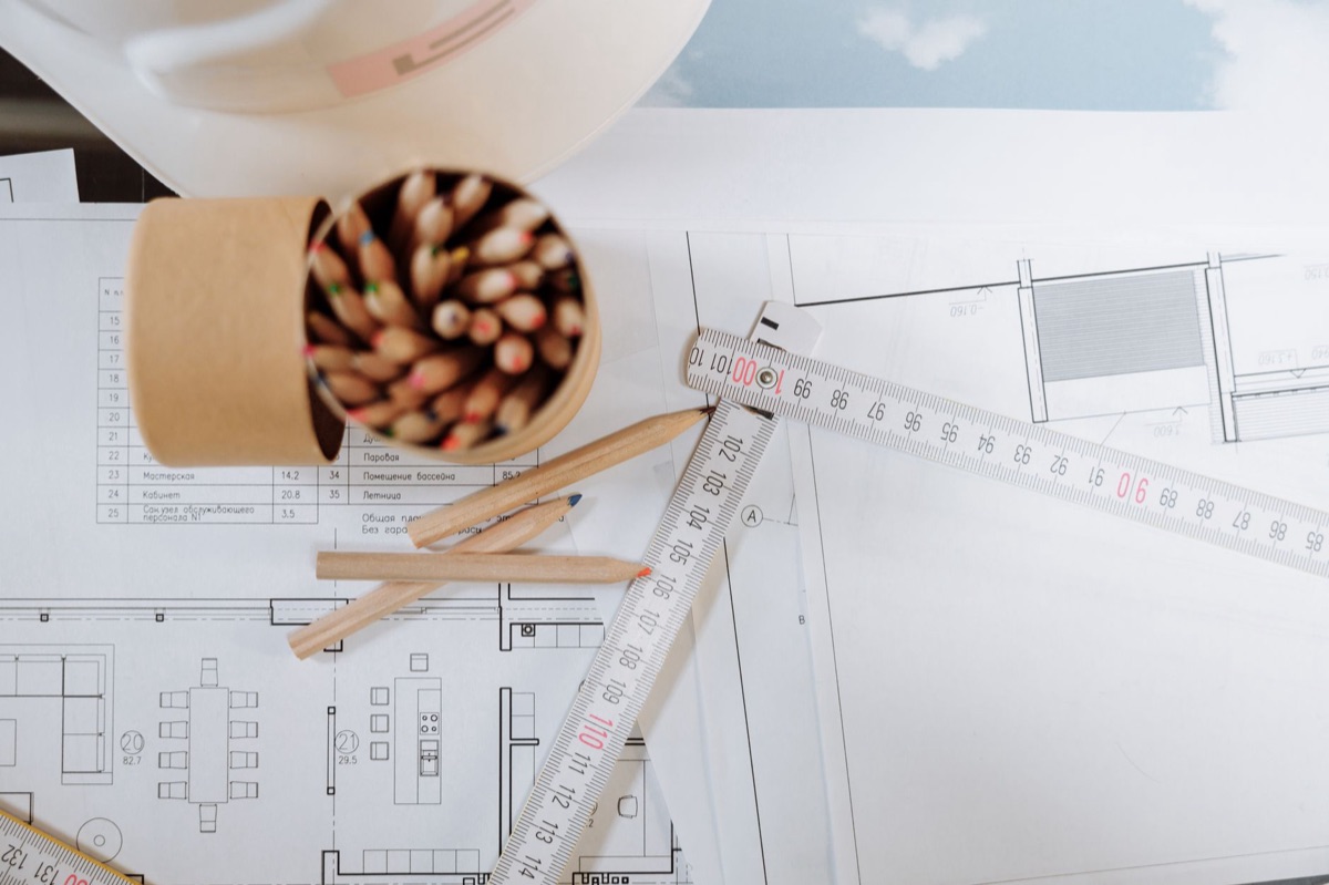 plan d'architecte détaillé pour l'aménagement intérieur