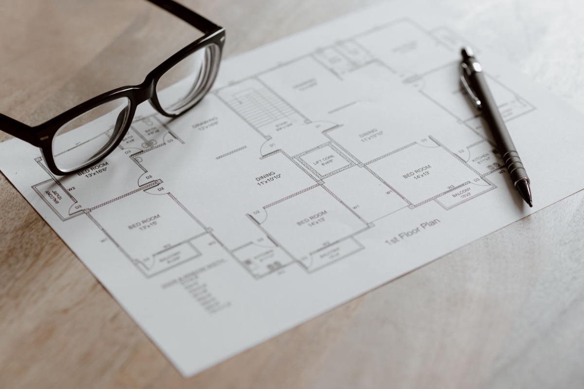 Plan d'architecte détaillé pour un projet d'intérieur.