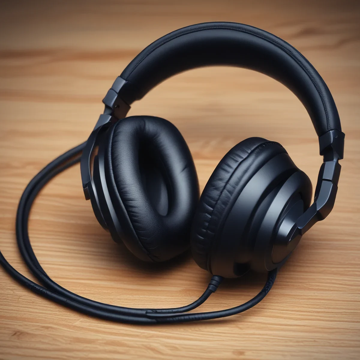 Casque de studio professionnel connecté à des câbles audio noirs épais