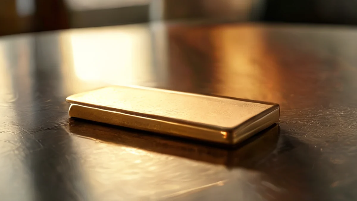 Clip rectangulaire nickel, bord dentelé et petite dépression, posé sur une table en acier poli sous une lumière douce, champ de profondeur faible, réalisme photographique, focale nette, détails élevés