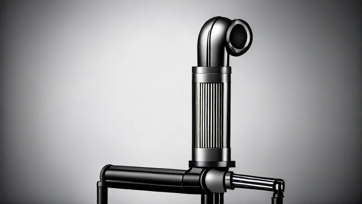 Microphone fixé à un boom, utilisé pour l'enregistrement sonore dans la production vidéo.