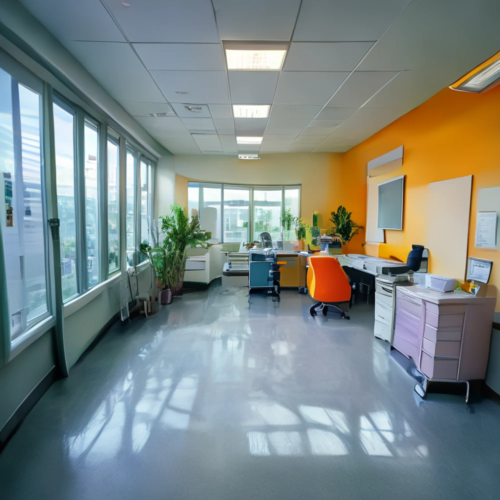 ufficio medico con pareti e mobili