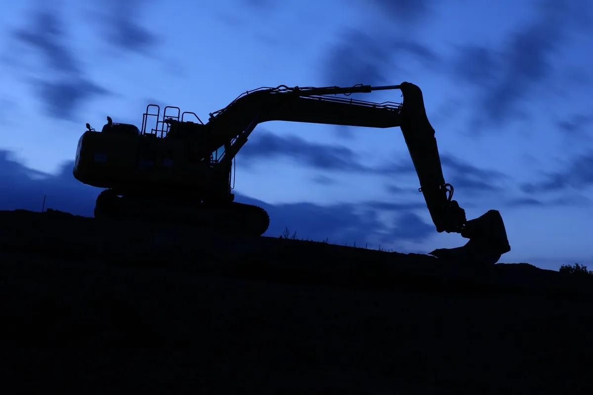 night, move, long exposure, excavator, construction site, construction machine, long-term lighting, vehicle, excavator, excavator, excavator, excavator, excavat